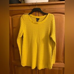 Yellow Knit Sweater with Button Detail
